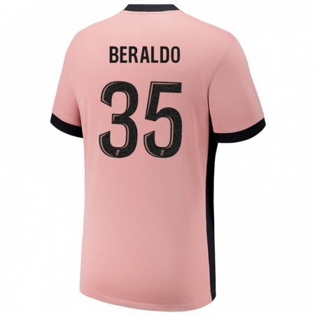 Kandiny Enfant Maillot Lucas Beraldo #35 Rouille Rose Troisieme 2024/25 T-Shirt