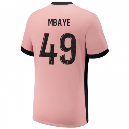 Kandiny Enfant Maillot Ibrahim Mbaye #49 Rouille Rose Troisieme 2024/25 T-Shirt