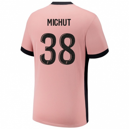 Kandiny Enfant Maillot Edouard Michut #38 Rouille Rose Troisieme 2024/25 T-Shirt