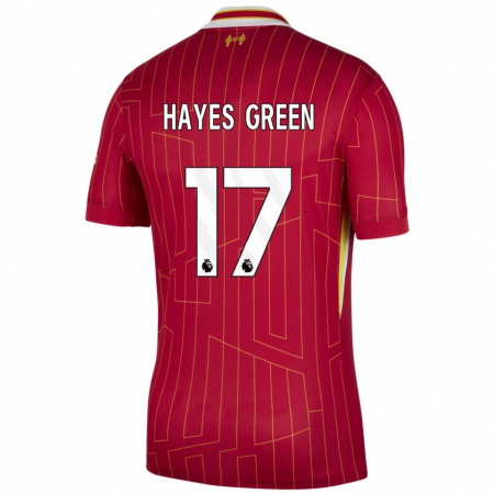 Kandiny Homme Maillot Charlie Hayes-Green #17 Rouge Jaune Blanc Tenues Domicile 2024/25 T-Shirt