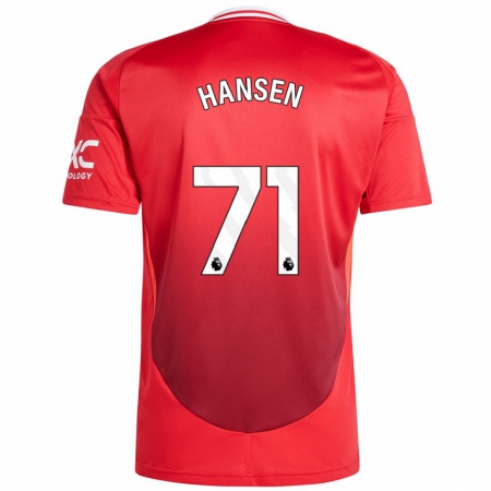 Kandiny Homme Maillot Isak Hansen-Aaroen #71 Rouge Vif Tenues Domicile 2024/25 T-Shirt