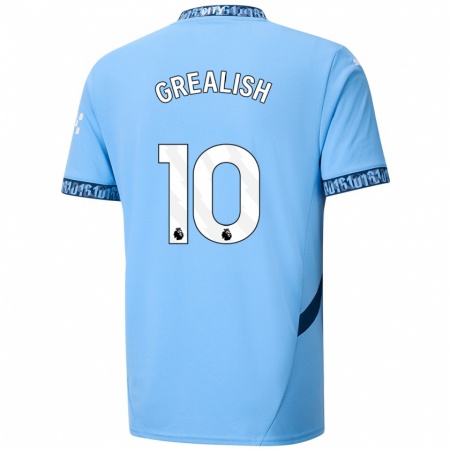 Kandiny Homme Maillot Jack Grealish #10 Bleu Marine Tenues Domicile 2024/25 T-Shirt