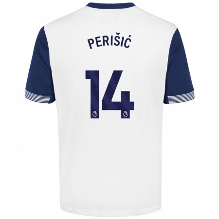 Kandiny Homme Maillot Ivan Perisic #14 Blanc Bleu Tenues Domicile 2024/25 T-Shirt