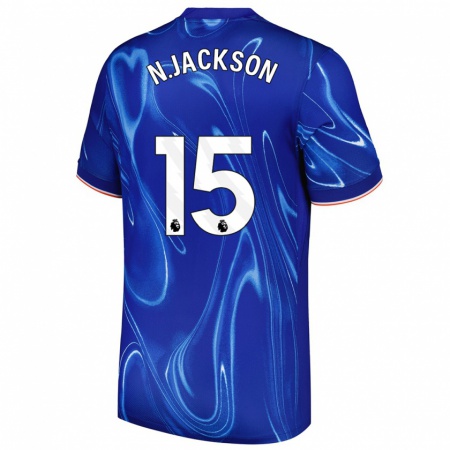 Kandiny Homme Maillot Nicolas Jackson #15 Bleu Blanc Tenues Domicile 2024/25 T-Shirt