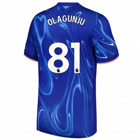 Kandiny Homme Maillot Saheed Olagunju #81 Bleu Blanc Tenues Domicile 2024/25 T-Shirt