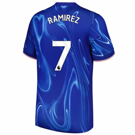 Kandiny Homme Maillot Mayra Ramírez #7 Bleu Blanc Tenues Domicile 2024/25 T-Shirt