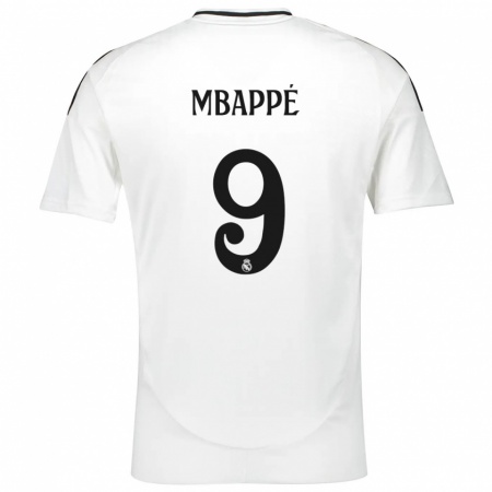 Kandiny Homme Maillot Kylian Mbappé #9 Blanc Tenues Domicile 2024/25 T-Shirt