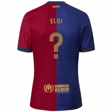 Kandiny Homme Maillot Eloi Gómez #0 Bleu Rouge Tenues Domicile 2024/25 T-Shirt