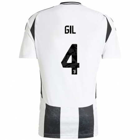 Kandiny Homme Maillot Javier Gil #4 Blanc Noir Tenues Domicile 2024/25 T-Shirt