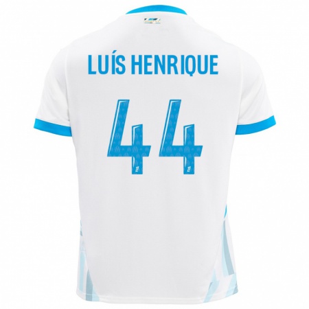 Kandiny Homme Maillot Luis Henrique #44 Blanc Bleu Ciel Tenues Domicile 2024/25 T-Shirt