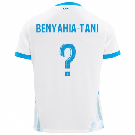 Kandiny Homme Maillot Aylan Benyahia-Tani #0 Blanc Bleu Ciel Tenues Domicile 2024/25 T-Shirt