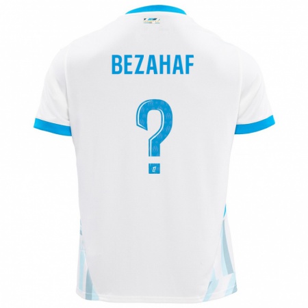 Kandiny Homme Maillot Kelyann Bezahaf #0 Blanc Bleu Ciel Tenues Domicile 2024/25 T-Shirt