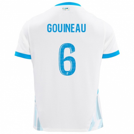 Kandiny Homme Maillot Coline Gouineau #6 Blanc Bleu Ciel Tenues Domicile 2024/25 T-Shirt