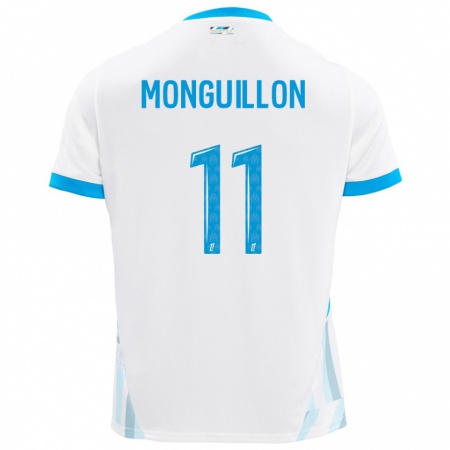 Kandiny Homme Maillot Coralie Monguillon #11 Blanc Bleu Ciel Tenues Domicile 2024/25 T-Shirt