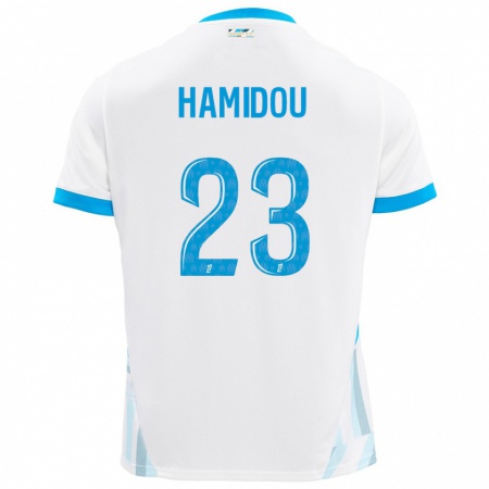 Kandiny Homme Maillot Jamila Hamidou #23 Blanc Bleu Ciel Tenues Domicile 2024/25 T-Shirt