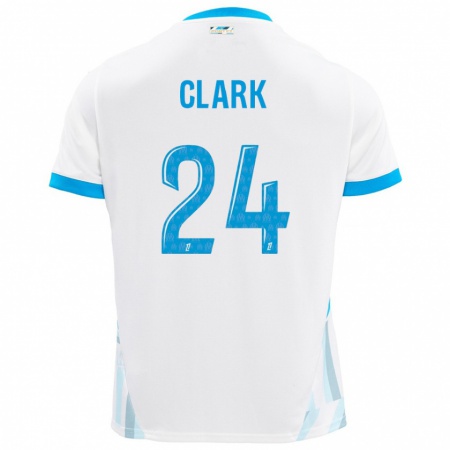 Kandiny Homme Maillot Ashley Clark #24 Blanc Bleu Ciel Tenues Domicile 2024/25 T-Shirt