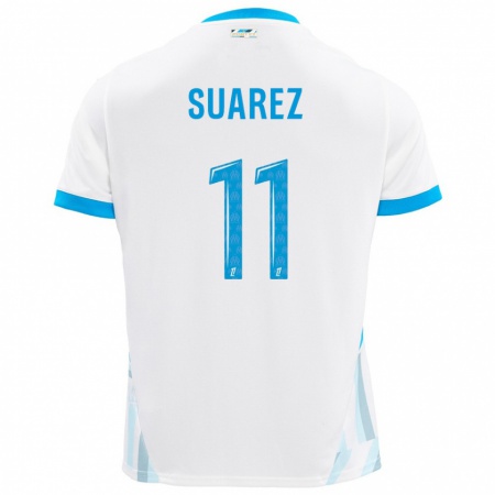 Kandiny Homme Maillot Luis Suarez #11 Blanc Bleu Ciel Tenues Domicile 2024/25 T-Shirt