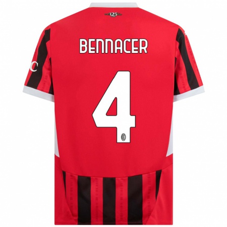 Kandiny Homme Maillot Ismaël Bennacer #4 Rouge Noir Tenues Domicile 2024/25 T-Shirt