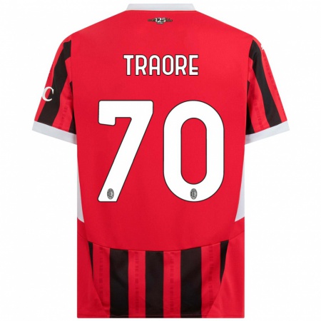 Kandiny Homme Maillot Chaka Traorè #70 Rouge Noir Tenues Domicile 2024/25 T-Shirt