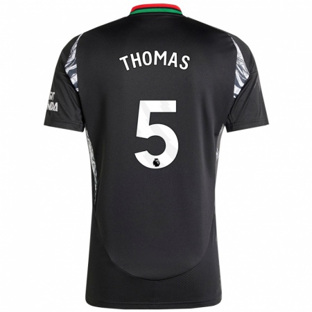 Kandiny Homme Maillot Thomas Partey #5 Noir Tenues Extérieur 2024/25 T-Shirt