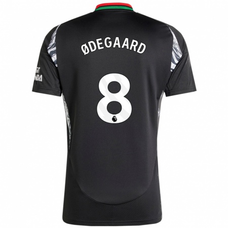 Kandiny Homme Maillot Martin Ødegaard #8 Noir Tenues Extérieur 2024/25 T-Shirt