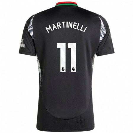 Kandiny Homme Maillot Gabriel Martinelli #11 Noir Tenues Extérieur 2024/25 T-Shirt