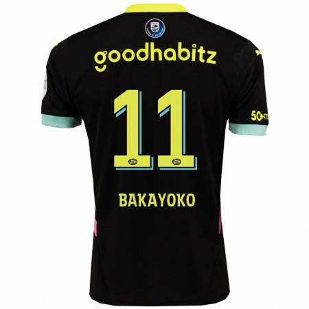 Kandiny Homme Maillot Johan Bakayoko #11 Noir Jaune Tenues Extérieur 2024/25 T-Shirt