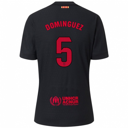 Kandiny Homme Maillot Sergi Domínguez #5 Noir Rouge Tenues Extérieur 2024/25 T-Shirt