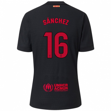 Kandiny Homme Maillot Edu Sánchez #16 Noir Rouge Tenues Extérieur 2024/25 T-Shirt