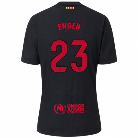 Kandiny Homme Maillot Ingrid Engen #23 Noir Rouge Tenues Extérieur 2024/25 T-Shirt