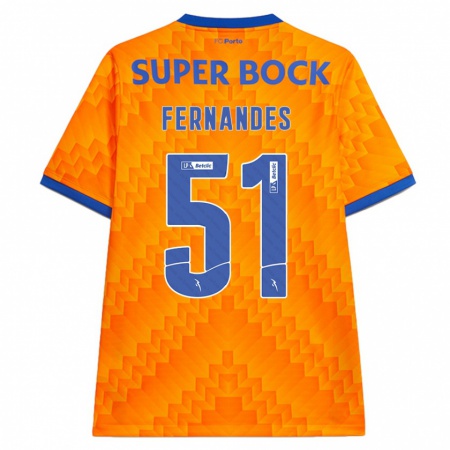 Kandiny Homme Maillot Diogo Fernandes #51 Orange Tenues Extérieur 2024/25 T-Shirt