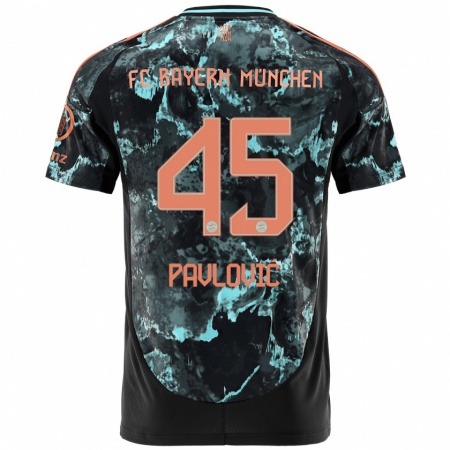 Kandiny Homme Maillot Aleksandar Pavlovic #45 Noir Tenues Extérieur 2024/25 T-Shirt