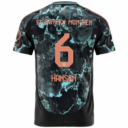 Kandiny Homme Maillot Tuva Hansen #6 Noir Tenues Extérieur 2024/25 T-Shirt