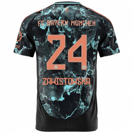 Kandiny Homme Maillot Weronika Zawistowska #24 Noir Tenues Extérieur 2024/25 T-Shirt