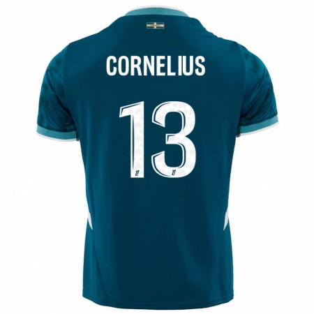 Kandiny Homme Maillot Derek Cornelius #13 Turquoise Bleu Tenues Extérieur 2024/25 T-Shirt