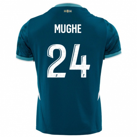 Kandiny Homme Maillot François Mughe #24 Turquoise Bleu Tenues Extérieur 2024/25 T-Shirt