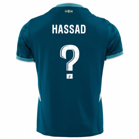 Kandiny Homme Maillot Rayan Hassad #0 Turquoise Bleu Tenues Extérieur 2024/25 T-Shirt