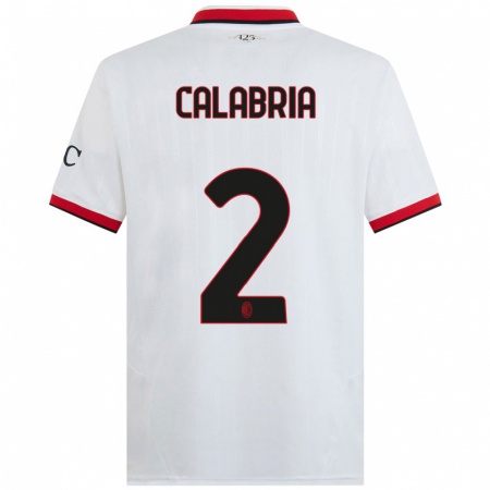 Kandiny Homme Maillot Davide Calabria #2 Blanc Noir Rouge Tenues Extérieur 2024/25 T-Shirt