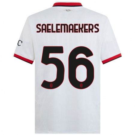 Kandiny Homme Maillot Alexis Saelemaekers #56 Blanc Noir Rouge Tenues Extérieur 2024/25 T-Shirt