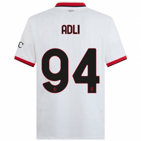 Kandiny Homme Maillot Yacine Adli #94 Blanc Noir Rouge Tenues Extérieur 2024/25 T-Shirt