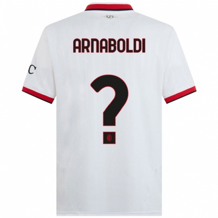 Kandiny Homme Maillot Pietro Arnaboldi #0 Blanc Noir Rouge Tenues Extérieur 2024/25 T-Shirt