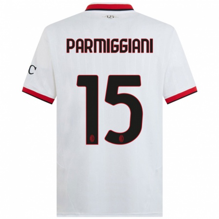 Kandiny Homme Maillot Pietro Parmiggiani #15 Blanc Noir Rouge Tenues Extérieur 2024/25 T-Shirt