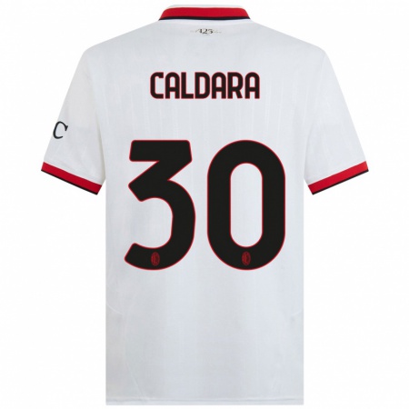 Kandiny Homme Maillot Mattia Caldara #30 Blanc Noir Rouge Tenues Extérieur 2024/25 T-Shirt