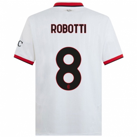 Kandiny Homme Maillot Giovanni Robotti #8 Blanc Noir Rouge Tenues Extérieur 2024/25 T-Shirt