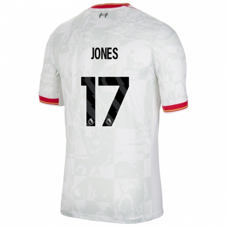 Kandiny Homme Maillot Curtis Jones #17 Blanc Rouge Noir Troisieme 2024/25 T-Shirt