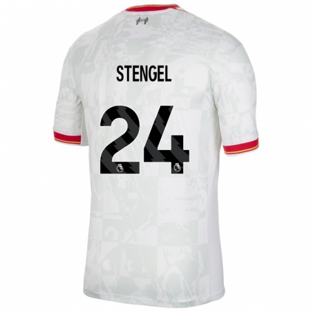 Kandiny Homme Maillot Katie Stengel #24 Blanc Rouge Noir Troisieme 2024/25 T-Shirt