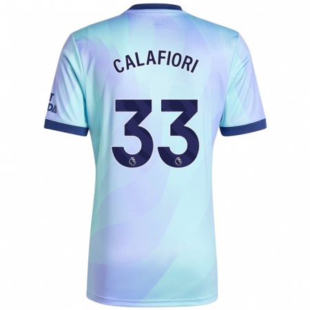 Kandiny Homme Maillot Riccardo Calafiori #33 Aqua Troisieme 2024/25 T-Shirt