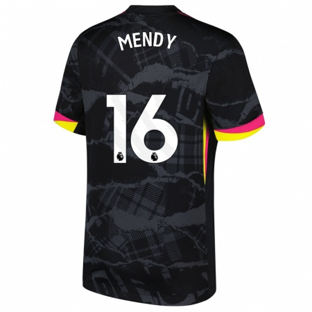 Kandiny Homme Maillot Edouard Mendy #16 Noir Rose Troisieme 2024/25 T-Shirt