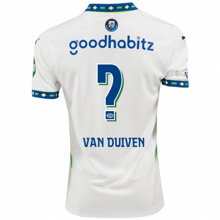 Kandiny Homme Maillot Robin Van Duiven #0 Blanc Bleu Foncé Troisieme 2024/25 T-Shirt