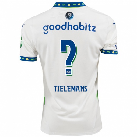 Kandiny Homme Maillot Mathijs Tielemans #0 Blanc Bleu Foncé Troisieme 2024/25 T-Shirt